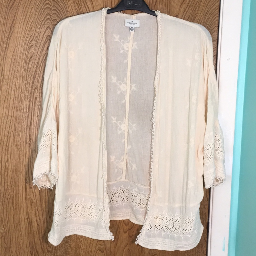 Lace-Trimmed Kimono Jacket